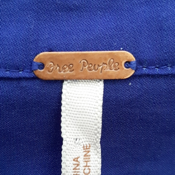 FREE PEOPLE Button Down Sapphire Blue Sateen & Sheer Slightly Fitted SZ Small - Picture 7 of 7